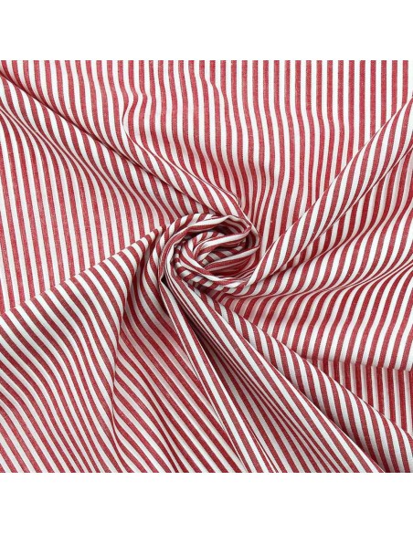 Tecido popelina de algodão - Riscas finas - Vermelho
