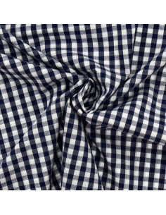 Tecido popeline de algodão - Vichy xadrez grande - Azul marinho