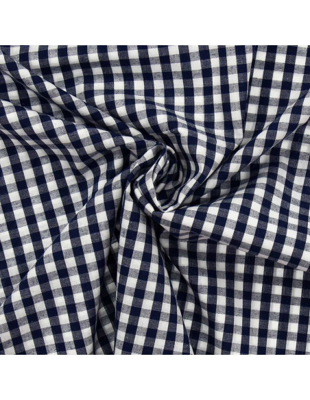 Tecido popeline de algodão - Vichy xadrez grande - Azul marinho
