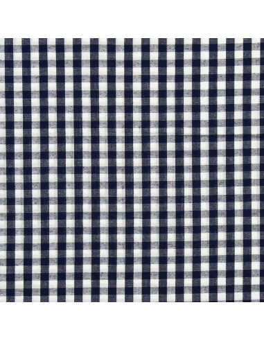 Tecido popeline de algodão - Vichy xadrez grande - Azul marinho
