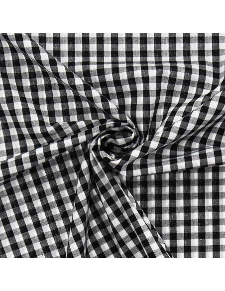 Tecido popeline de algodão - Vichy grandes quadrados - Preto