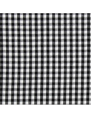 Tecido popeline de algodão - Vichy grandes quadrados - Preto