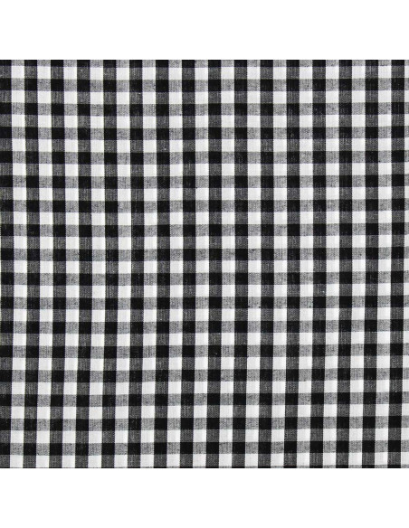 Tecido popeline de algodão - Vichy grandes quadrados - Preto