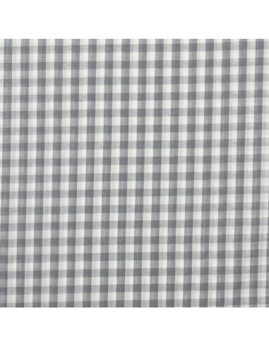 Tecido popeline de algodão - Vichy xadrez grande - Cinza