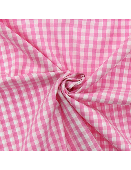 Tecido popelina de algodão - Vichy xadrez grande - Rosa