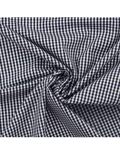 Tecido popeline de algodão - Vichy xadrez pequeno - Azul marinho