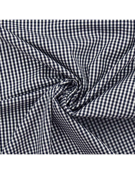 Tecido popeline de algodão - Vichy xadrez pequeno - Azul marinho