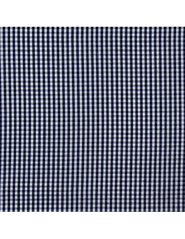 Tecido popeline de algodão - Vichy xadrez pequeno - Azul marinho