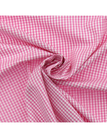 Tecido popelina de algodão - Vichy xadrez pequeno - Rosa