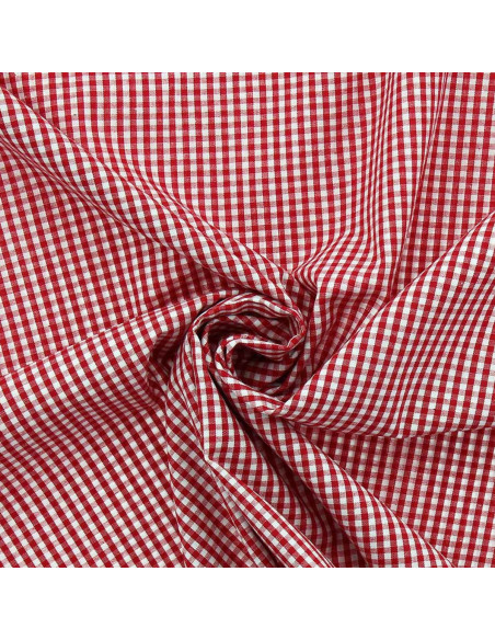 Tecido popeline de algodão - Vichy xadrez pequeno - Vermelho
