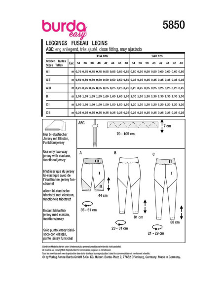 Molde de leggings - Burda 5850