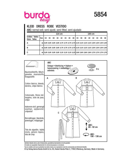 Molde de vestido - Burda 5854