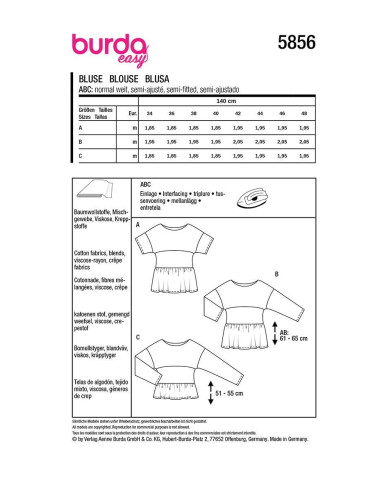 Molde de blusa - Burda 5856