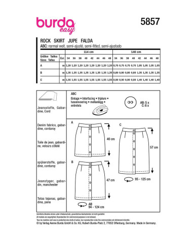 Molde de saia - Burda 5857