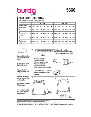 Molde de saia - Burda 5868