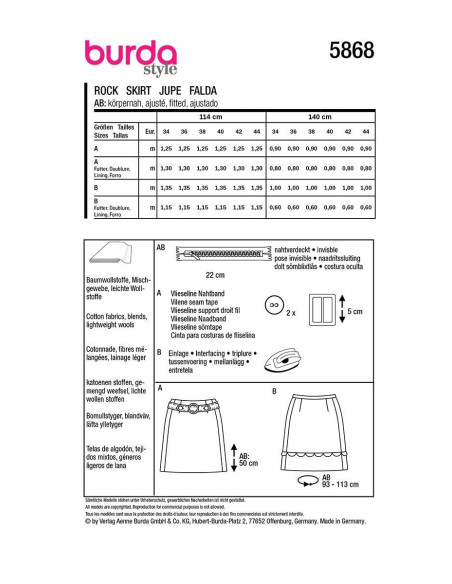 Molde de saia - Burda 5868