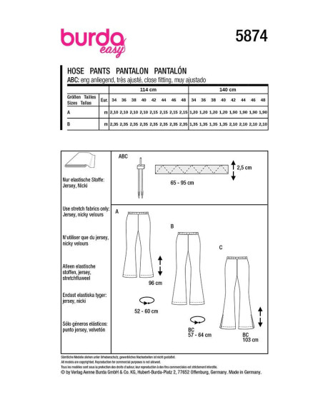 Molde de calça - Burda 5874