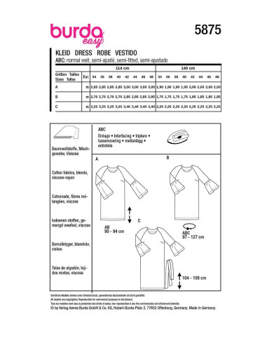 Molde de vestido - Burda 5875
