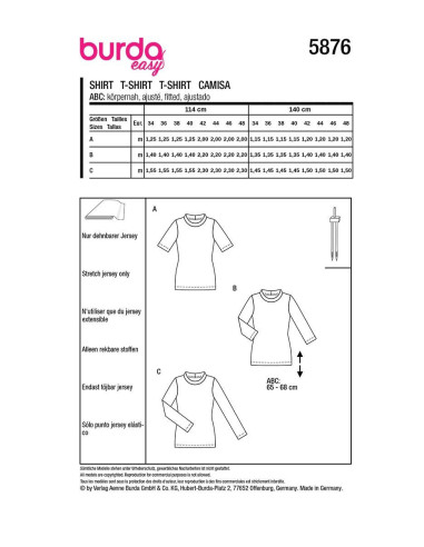 Molde de T-shirt - Burda 5876