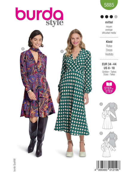 Molde de vestido - Burda 5885