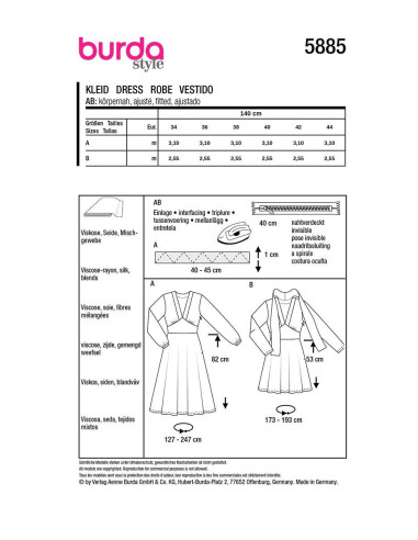 Molde de vestido - Burda 5885