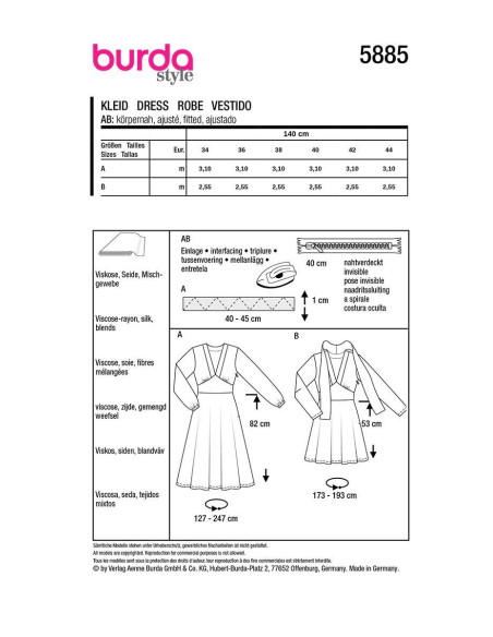 Molde de vestido - Burda 5885