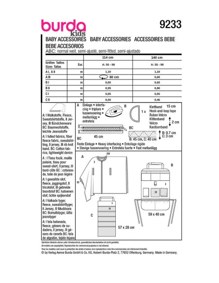 Molde de acessórios para bebê - Burda 9233