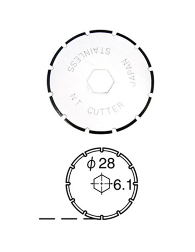 2 lâminas de reposição perfuradas para cortador retrátil NT Cutter 28 mm