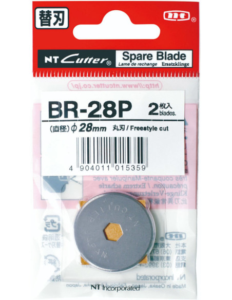 2 lâminas de reposição retas para cortador retrátil NT Cutter 28 mm