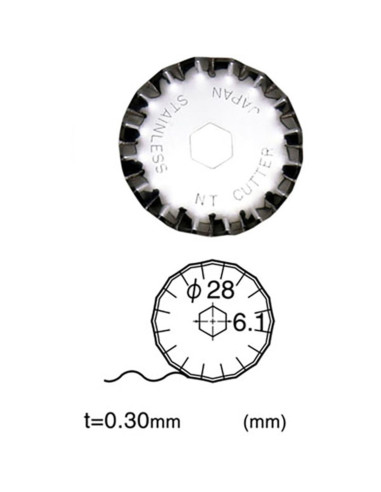 2 lâminas de reposição onduladas para cortador retrátil NT Cutter 28 mm