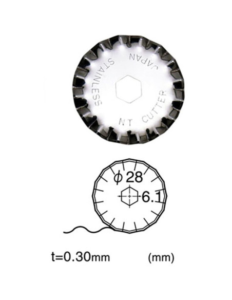 2 lâminas de reposição onduladas para cortador retrátil NT Cutter 28 mm