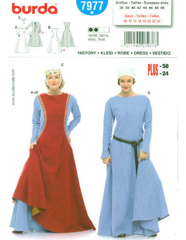 Molde de vestido histórico - Burda 7977
