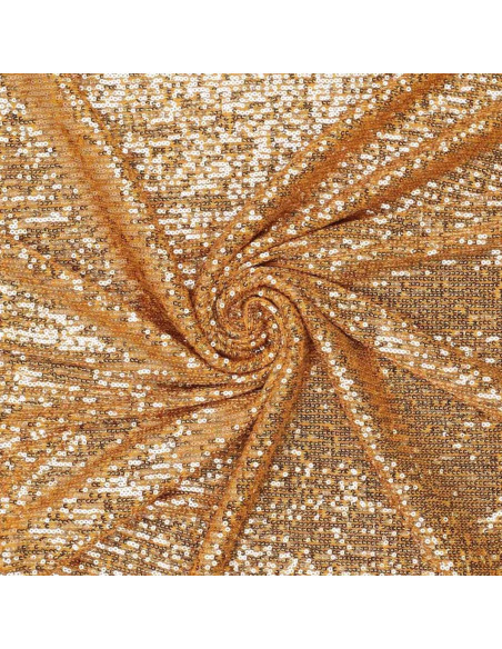 Tecido elástico com lantejoulas - Dourado