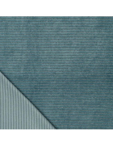 Tecido veludo listrado lurex - Cinza azul