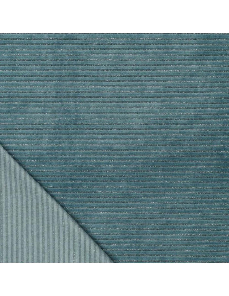 Tecido veludo listrado lurex - Cinza azul