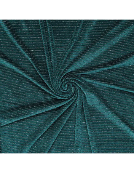 Tecido veludo listrado lurex - Azul petróleo