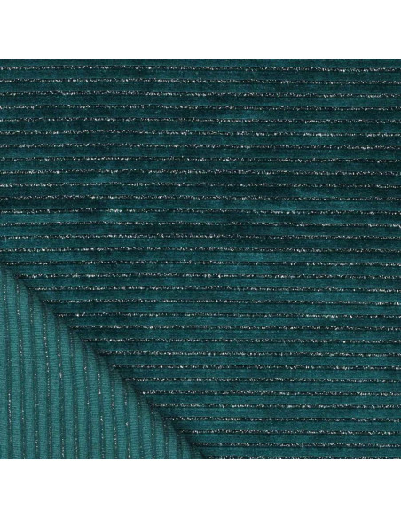 Tecido veludo listrado lurex - Azul petróleo