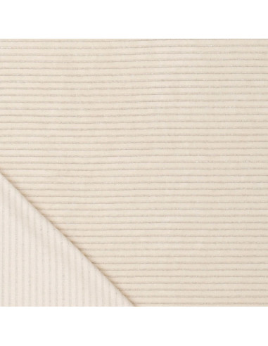Tecido veludo listrado lurex - Branco sujo