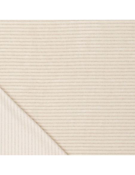 Tecido veludo listrado lurex - Branco sujo