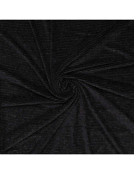 Tecido veludo listrado lurex - Preto