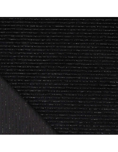 Tecido veludo listrado lurex - Preto