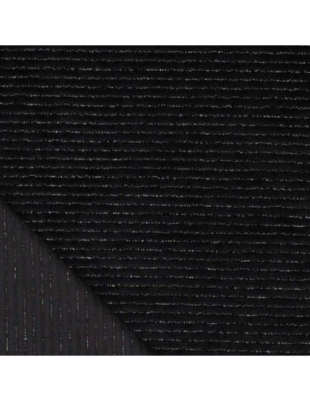 Tecido veludo listrado lurex - Preto