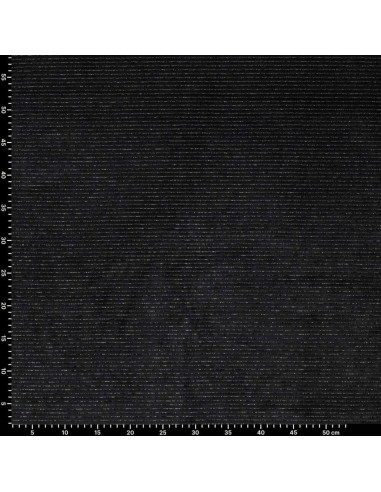 Tecido veludo listrado lurex - Preto
