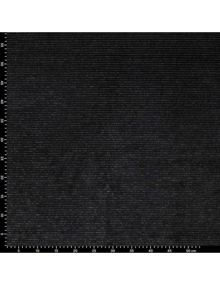Tecido veludo listrado lurex - Preto