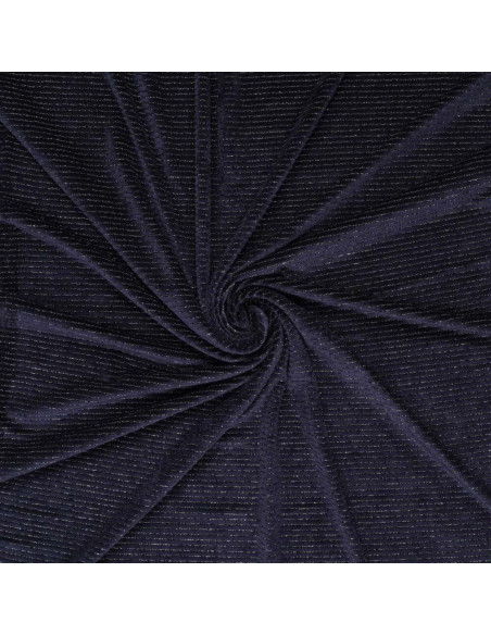Tecido veludo listrado lurex - Azul marinho