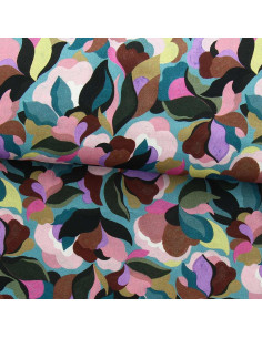 Tecido viscose fantasia - Abiva pedra azul e rosa