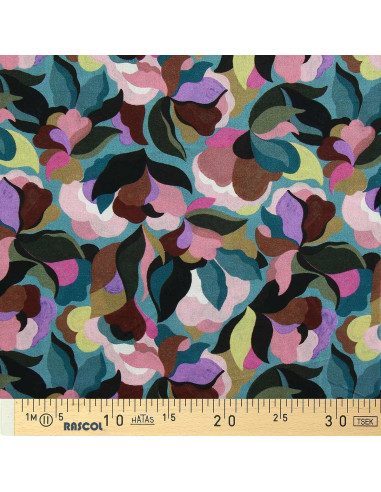 Tecido viscose fantasia - Abiva pedra azul e rosa