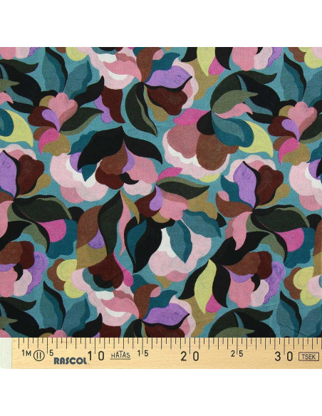 Tecido viscose fantasia - Abiva pedra azul e rosa