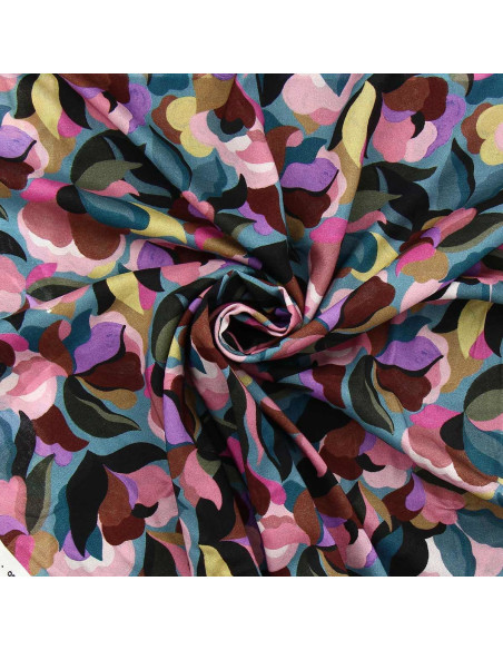Tecido viscose fantasia - Abiva pedra azul e rosa