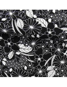 Tecido viscose fantasia - Joelle preto e branco